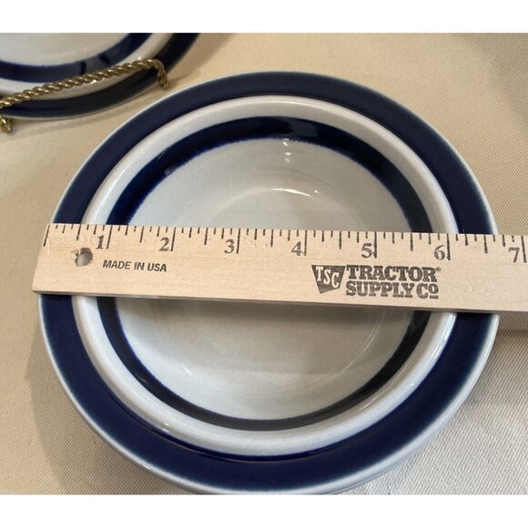 Arabia Finland Anemone Cobalt Blue Soup Cereal Bowls Set Of 4 Handpainted 6.5” - Picture 3 of 5